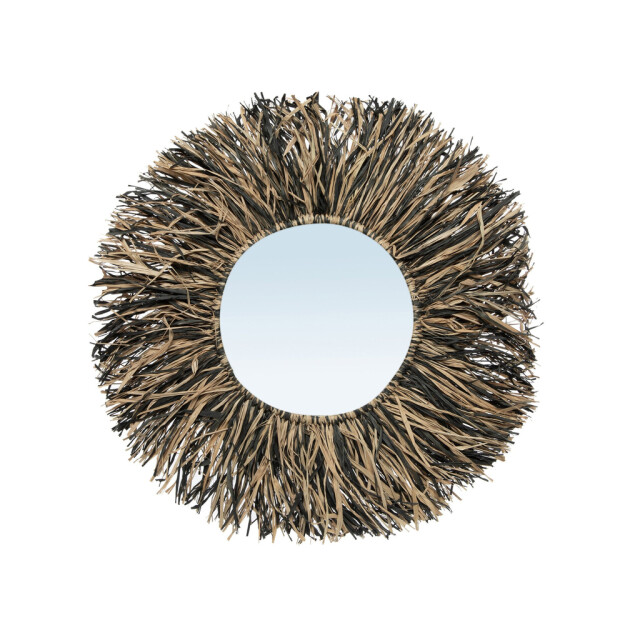Bazar Bizar De raffia fringe spiegel naturel zwart s JABR036NB-S-45 large