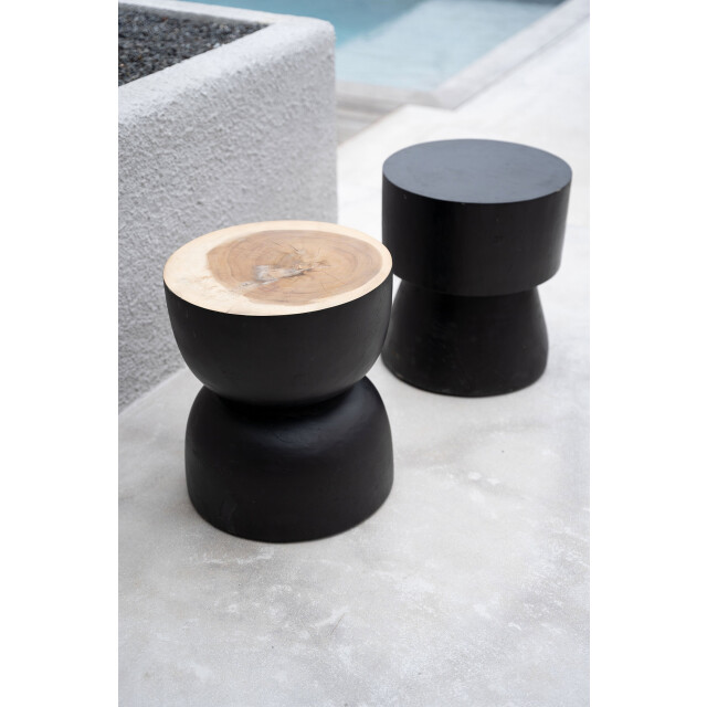 Bazar Bizar The karbun stool black natural JACI015BN large