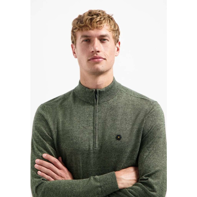 No Excess Pullover half zip 2 coloured melang light moss 29210885SN-197 large