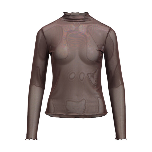Object objnela ls o-neck mesh top rep 23046001 seal brown 06012.840.0057 large