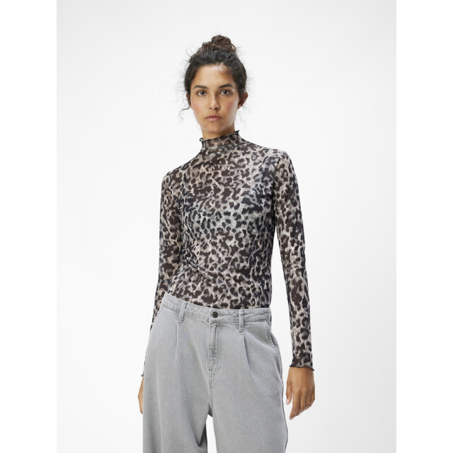 Object objnela ls o-neck mesh top rep 23046001 black 06712.999.0013 large