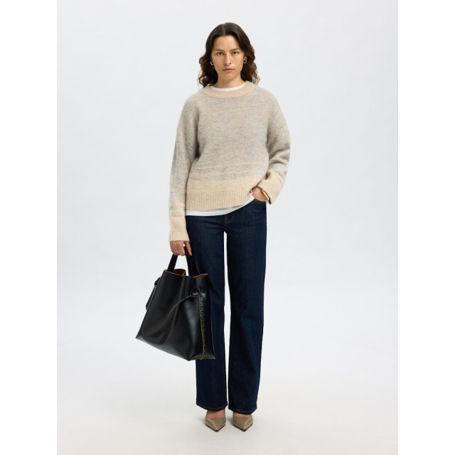 Selected Femme slfalva ls knit structure o-neck 16098974 light grey 06712.910.0031 large