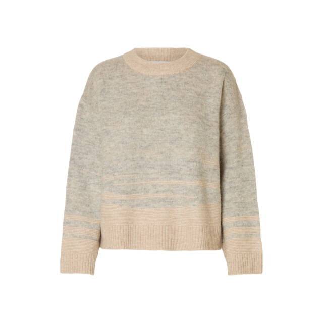 Selected Femme slfalva ls knit structure o-neck 16098974 light grey 06712.910.0031 large