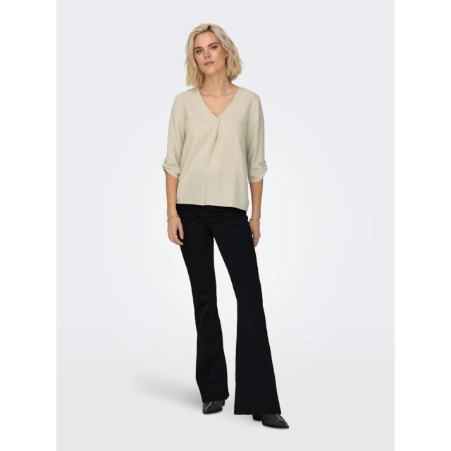 Jacqueline de Yong Say 3/4 linen v-neck top 15317390 large