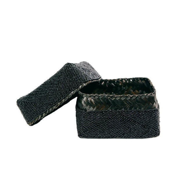 Bazar Bizar The beaded basket black m BA001B-M large