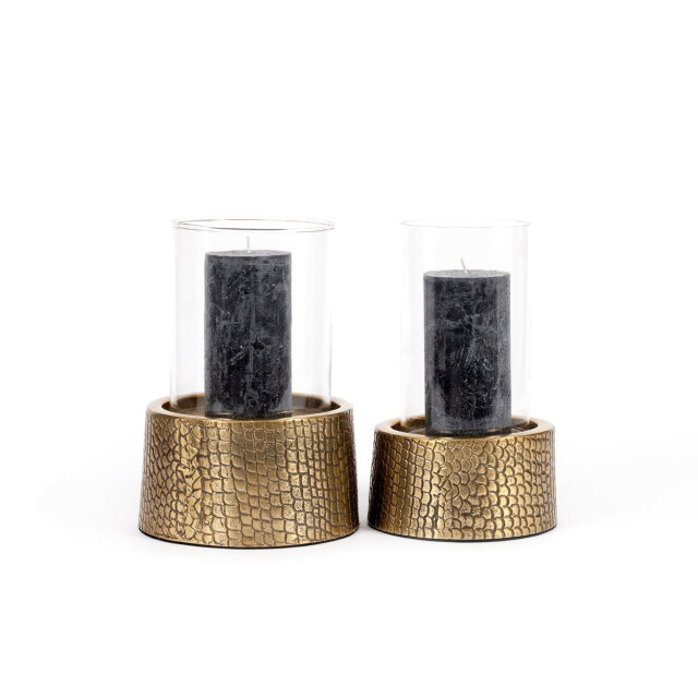 Bazar Bizar The croco candle holder with glass brass m INAB016Bra-M large
