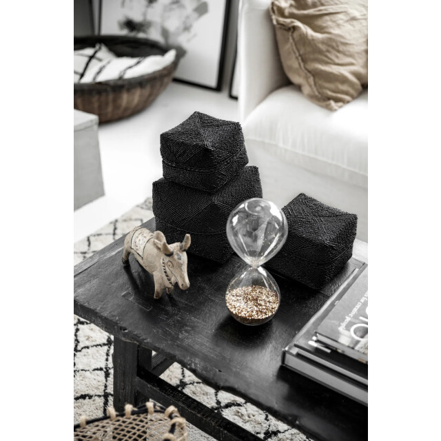 Bazar Bizar The beaded basket black m BA001B-M large