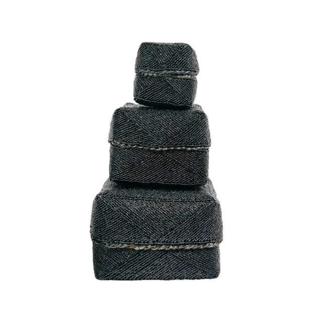 Bazar Bizar The beaded basket black m BA001B-M large
