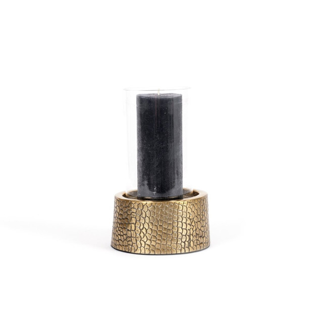 Bazar Bizar The croco candle holder with glass brass m INAB016Bra-M large
