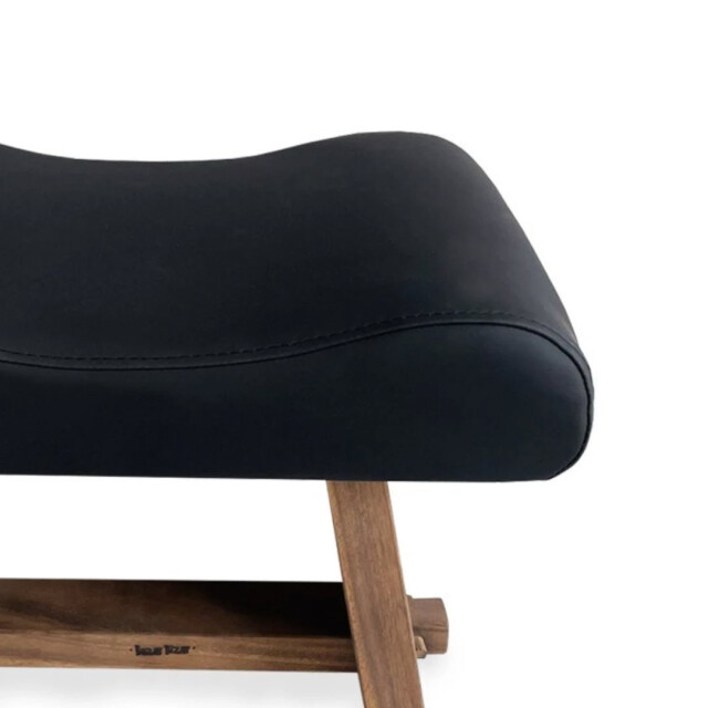 Bazar Bizar The suar stool with leather natural black JACI021NB large