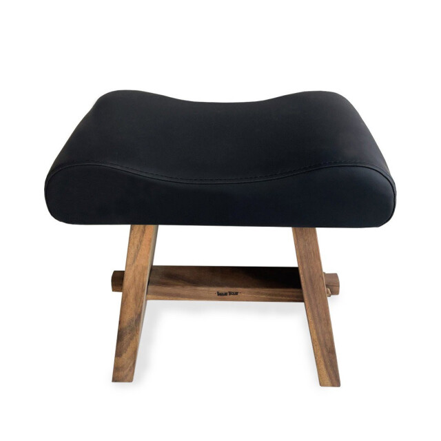 Bazar Bizar The suar stool with leather natural black JACI021NB large