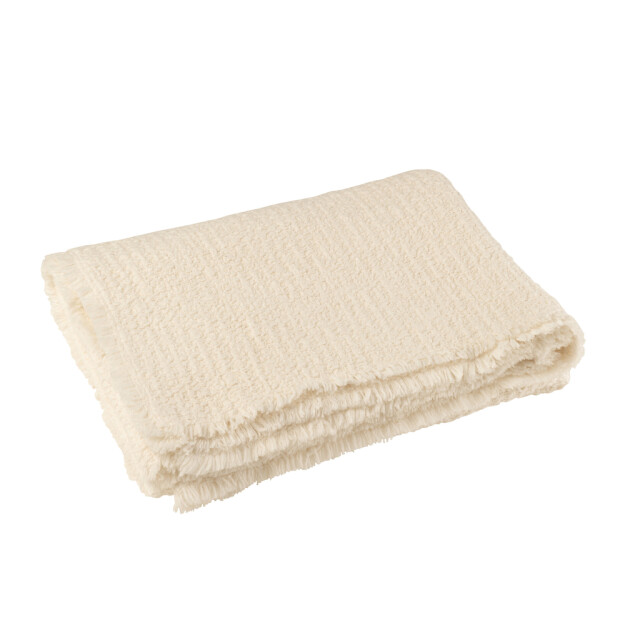 J-Line Plaid frayed edges cotton/polyester white 47140 large
