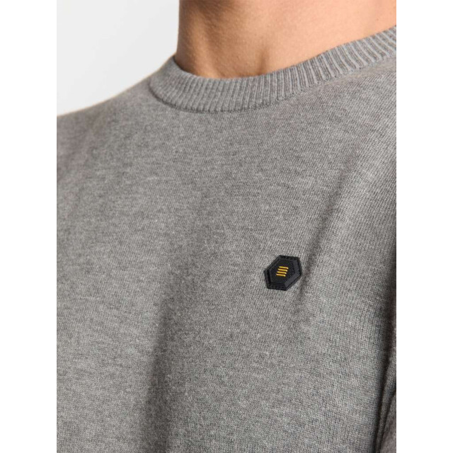 No Excess Pullover crewneck 2 coloured melang grey melange N2180-102 large