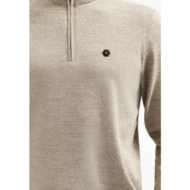 No Excess Pullover half zip 2 coloured melang sand N2185-015 large