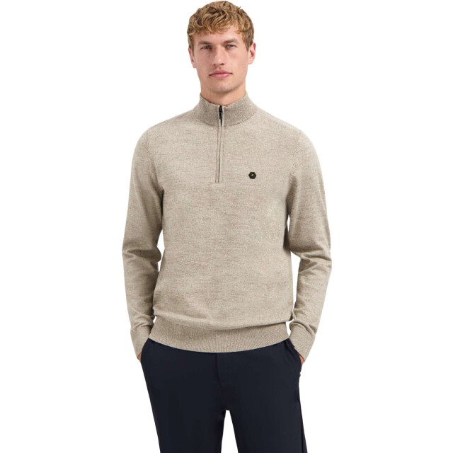 No Excess Pullover half zip 2 coloured melang sand N2185-015 large