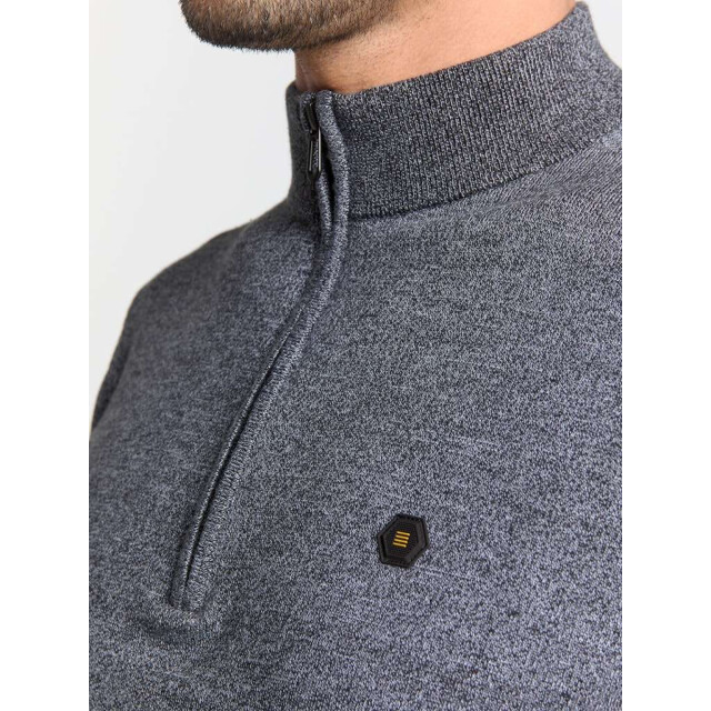 No Excess Pullover half zip 2 coloured melang dusty blue N2185-138 large