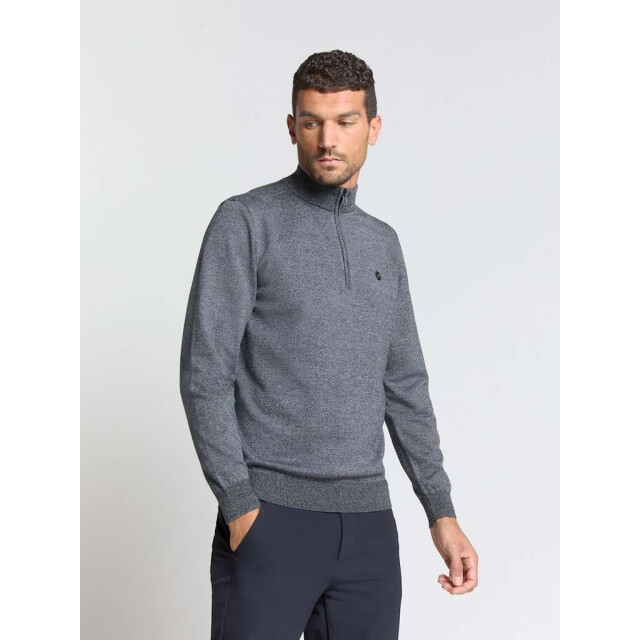 No Excess Pullover half zip 2 coloured melang dusty blue N2185-138 large