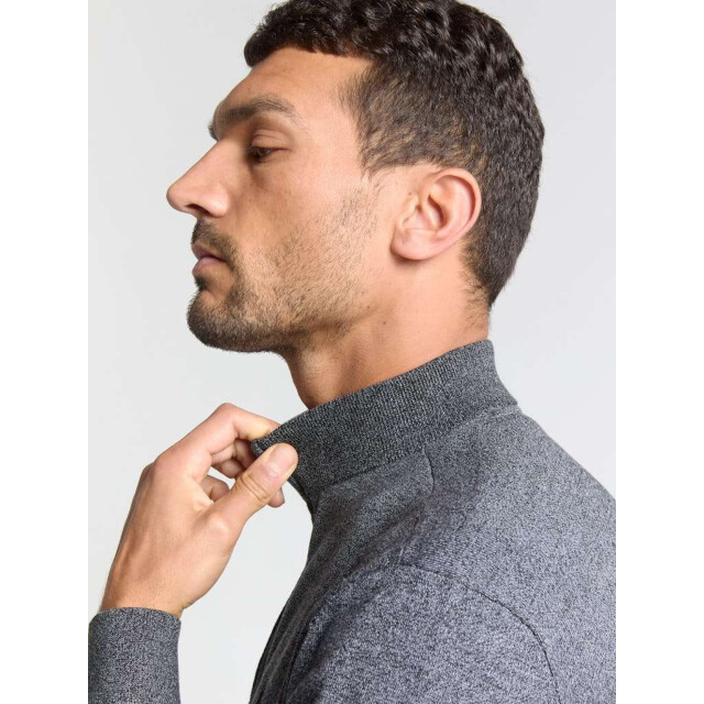 No Excess Pullover half zip 2 coloured melang dusty blue N2185-138 large