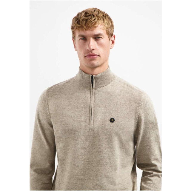 No Excess Pullover half zip 2 coloured melang sand N2185-015 large