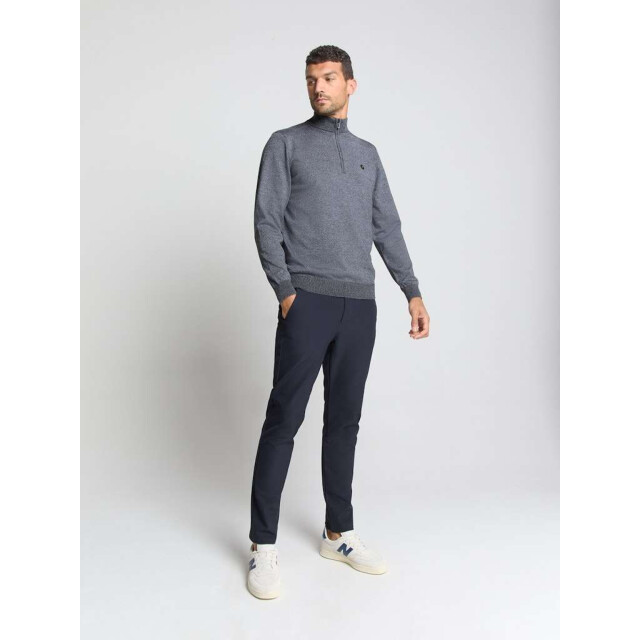 No Excess Pullover half zip 2 coloured melang dusty blue N2185-138 large