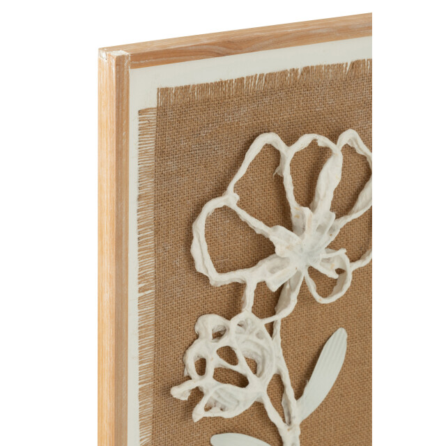 J-Line Wall decoration flowers poli fir wood/mdf natural/white assortment of 2 52502 large