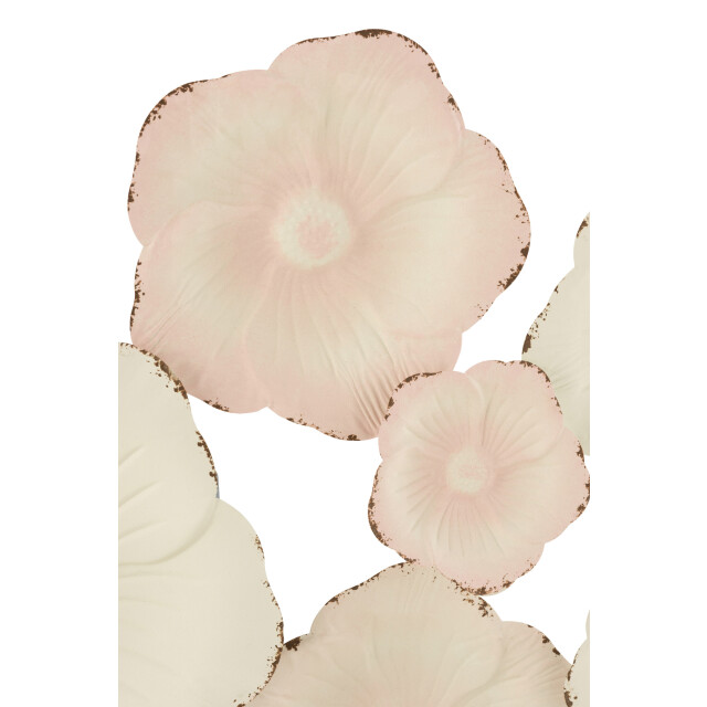 J-Line Wall deco flowers metal pink/white 23225 large