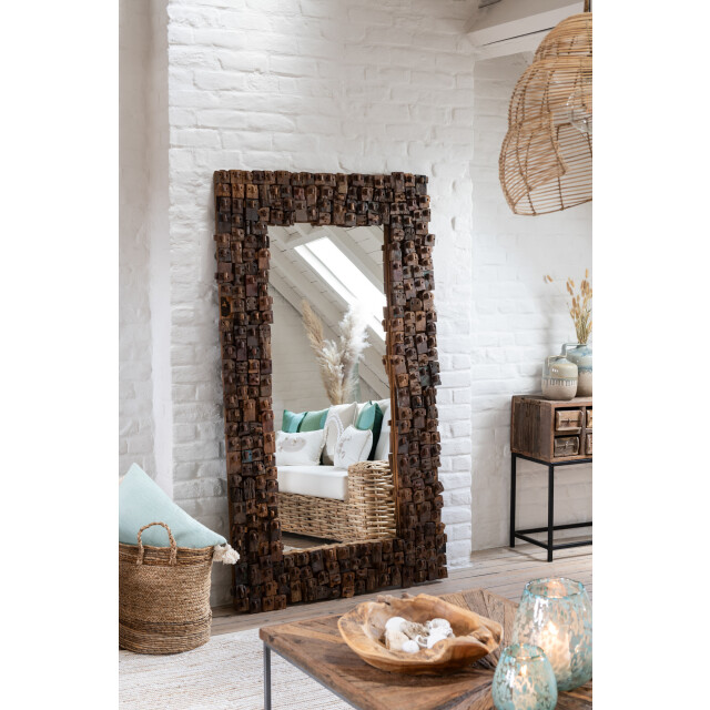 J-Line Mirror syma recylced wood/mirror natural large 40973 large