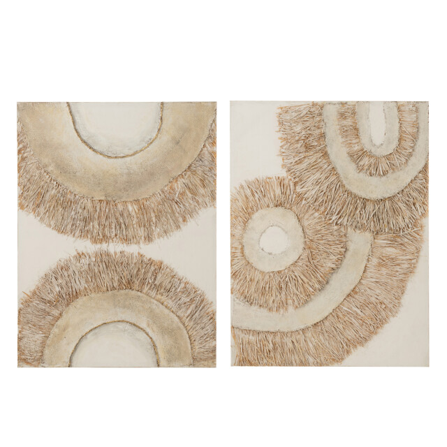 J-Line Wanddecoratie ibiza canvas verf creme wit (2-delig) 30551 large