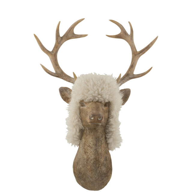 J-Line Reindeer head hanging poly light brown large 16444 large