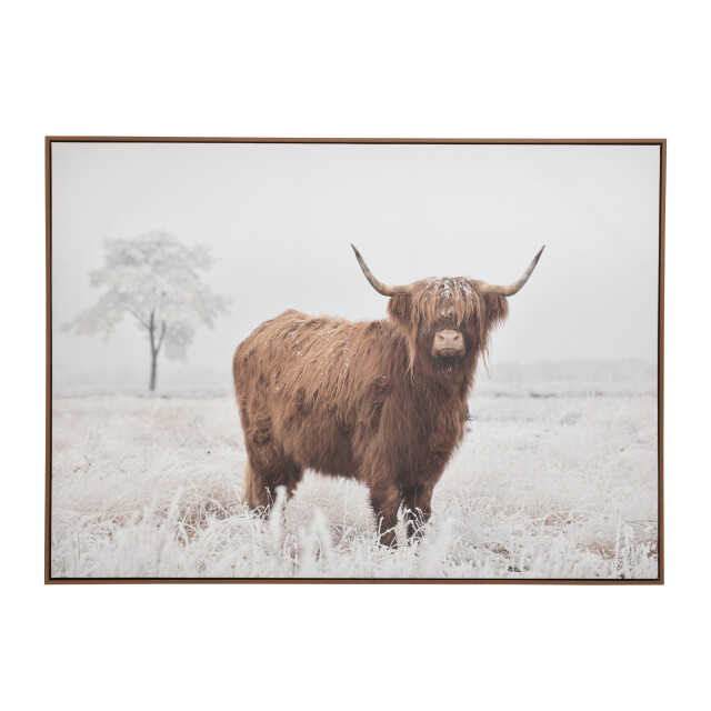 J-Line Wall deco landscape yak pinewood/polyresin white/brown 47739 large