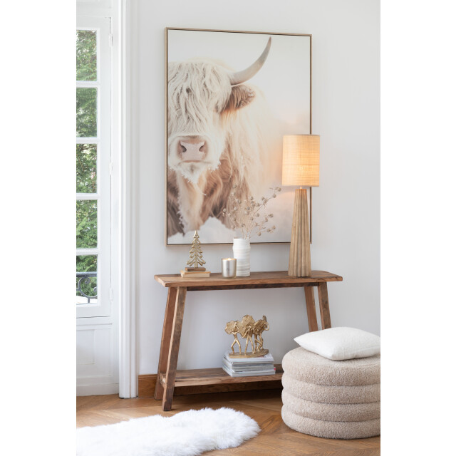 J-Line Wall deco yak face pinewood/polyresin white/beige 47741 large