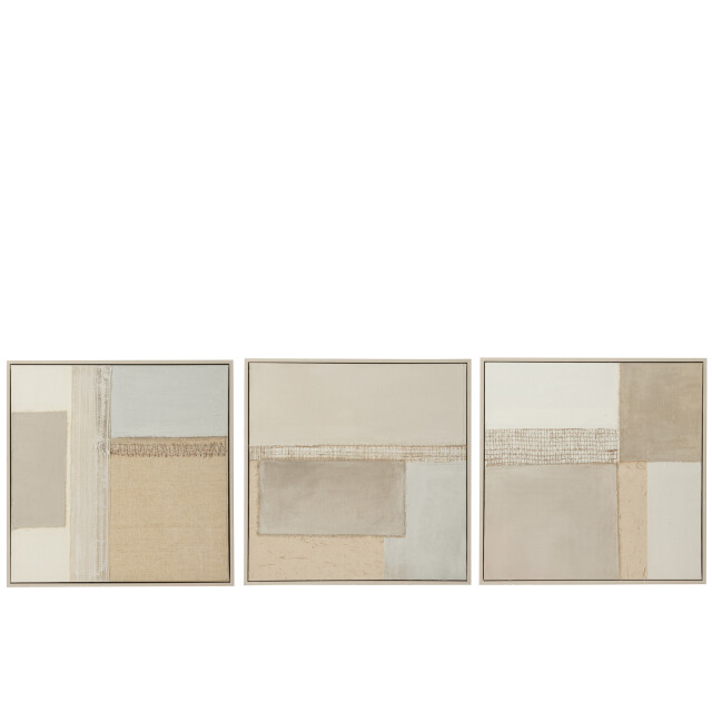 J-Line Painting tod canvas/pinewood mix assortment of 3 52472 large