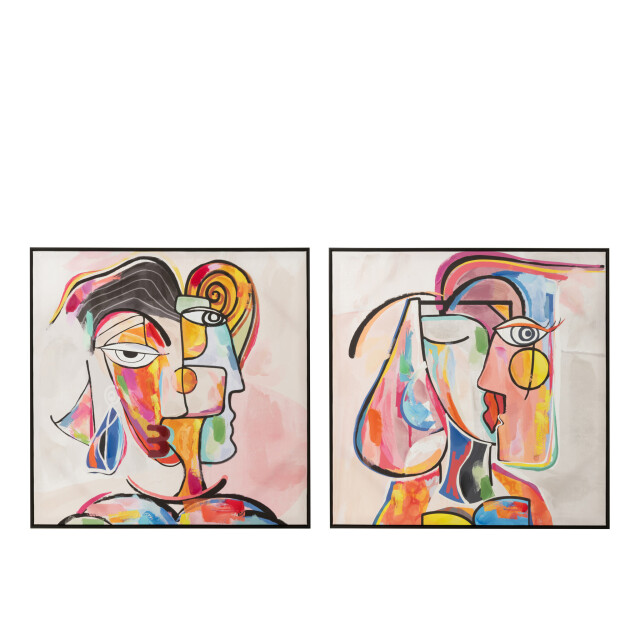 J-Line Wall decoration abstract faces canvas/paint mix assortment of 2 42611 large