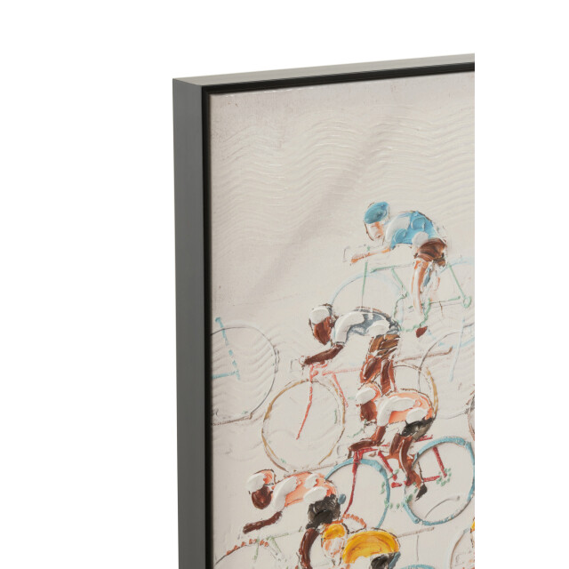 J-Line Painting cyclists canvas/paint mix 42606 large