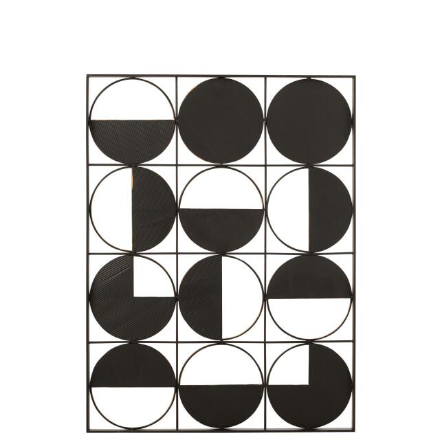 J-Line Wanddecoratie ronden ijzer glas zwart 15885 large