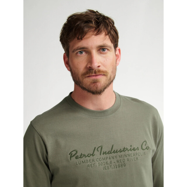 Petrol Industries Heren longsleeve- m-3050-tlr604 6174 mossy stone Petrol Trui M 3050 TLR604 6174MossyStone large