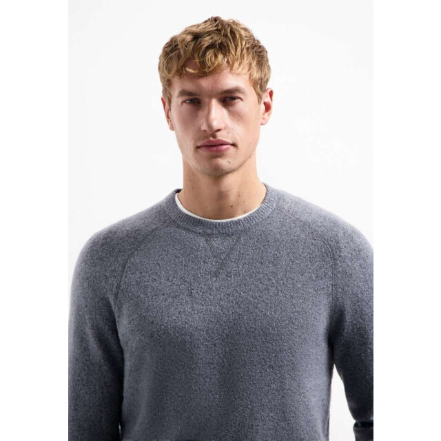 No Excess Pullover crewneck soft wool blend washed blue 29210822-137 large