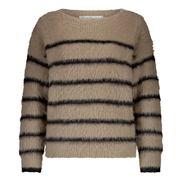 Red Button Sweater srb4616 fuzzy stripe latte/black SRB4616 - Fuzzy stripe - Latte/Black large