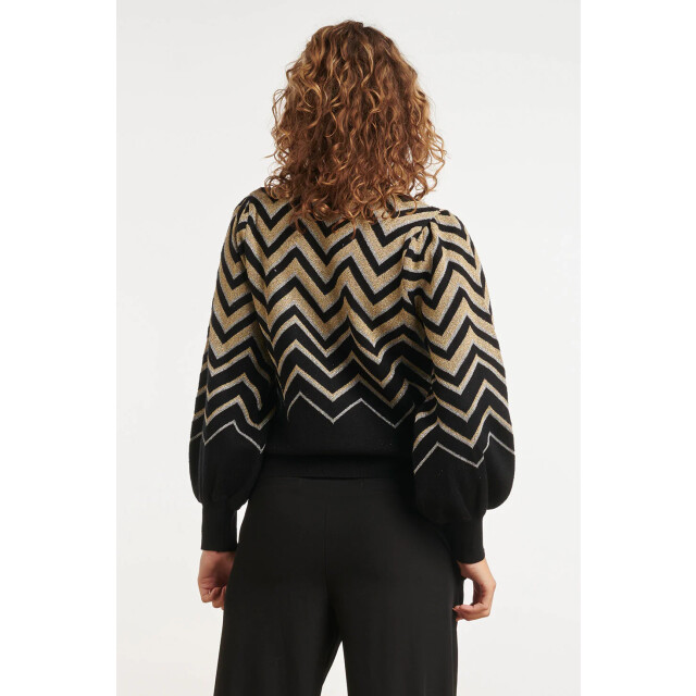Smashed Lemon 24903 -te gebreide zigzagprint top | 24903-009-XS large