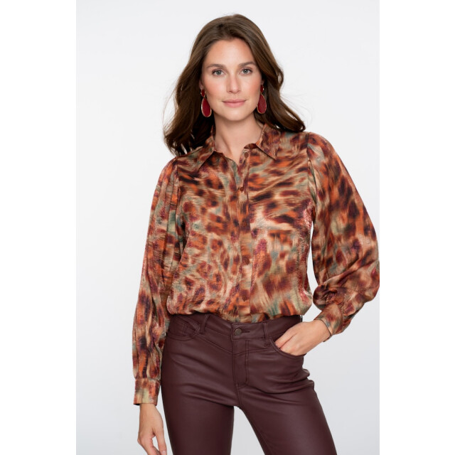 Geisha blouse print 53656-20 775 brown/orange 06615.820.0106 large