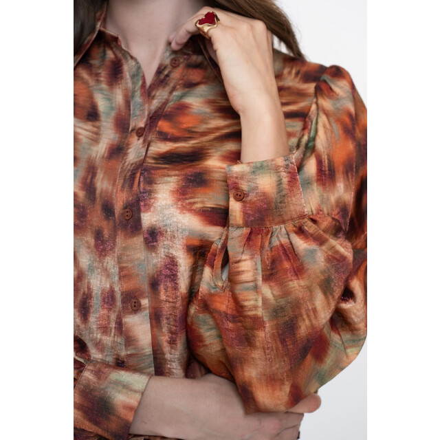 Geisha blouse print 53656-20 775 brown/orange 06615.820.0106 large