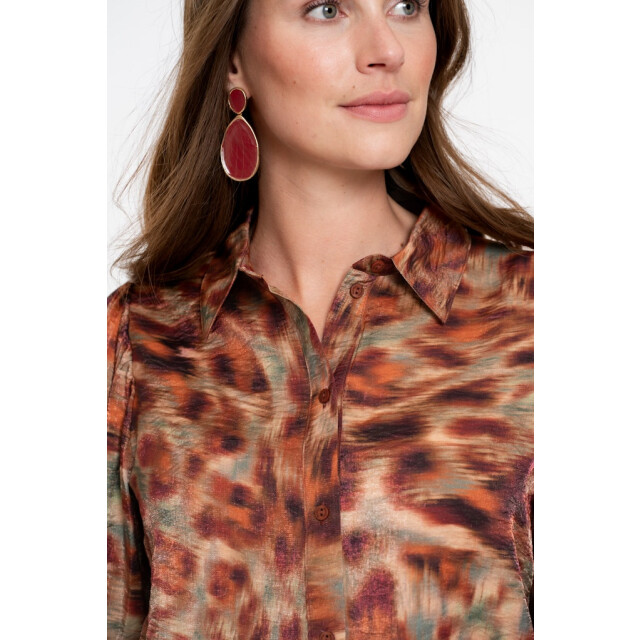 Geisha blouse print 53656-20 775 brown/orange 06615.820.0106 large