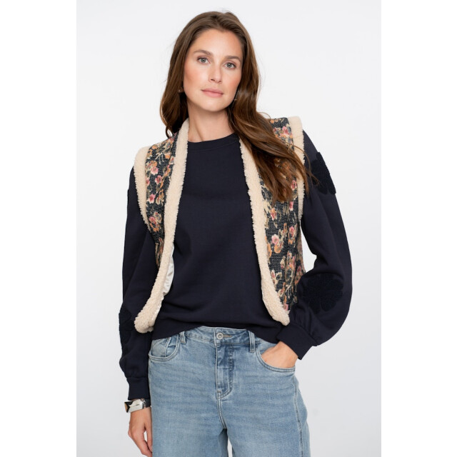 Geisha gilet print 55717-20 999 black/olive/pink 06226.990.0032 large