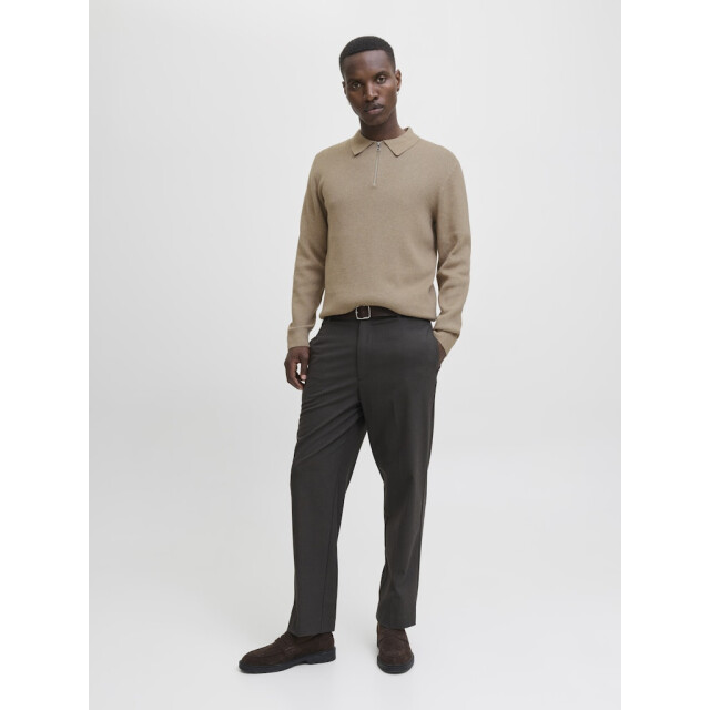 Jack & Jones jprblamilano stitch knit zip polo s 12281743 greige 05311.940.0060 large
