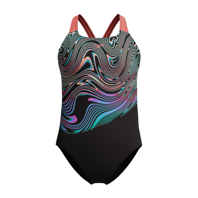 Speedo eco+ print placem powerb bla/red wedstrijd badpak meisjes - 069868_995-128 large
