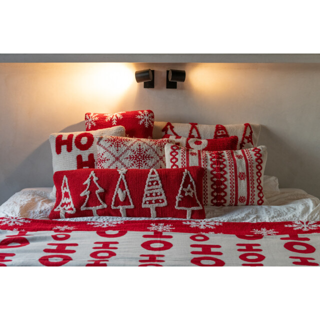 J-Line Cushion christmas trees polyester christmas red/white assortment of 2 56334 large