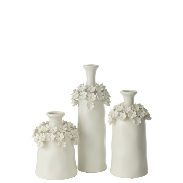 J-Line Vase yucca flower ceramic white large 53257 large