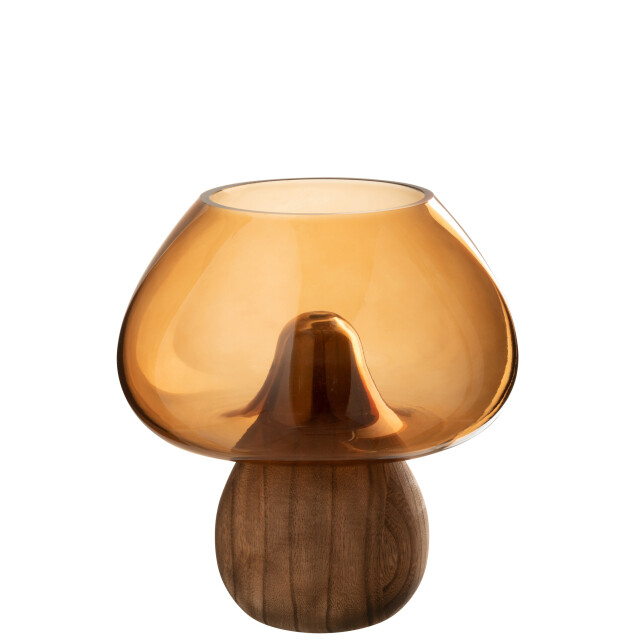 J-Line Vase mushroom low glass caramel 58038 large