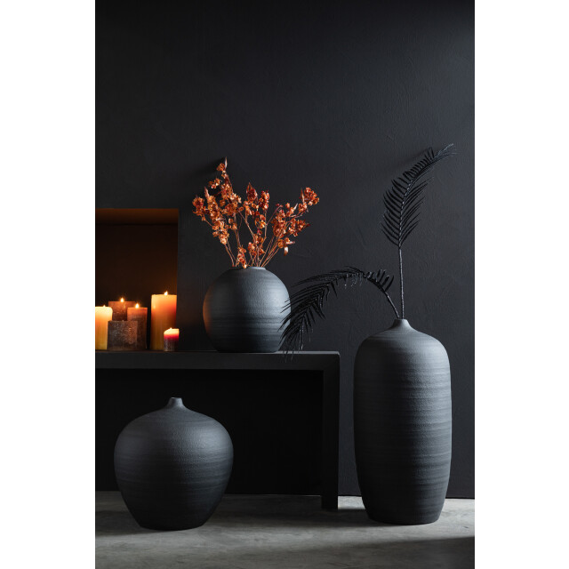 J-Line Vase round cement black 15324 large