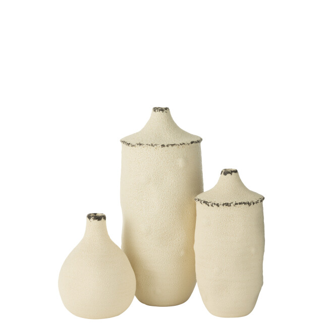 J-Line Vase bay stoneware white/black large 53143 large